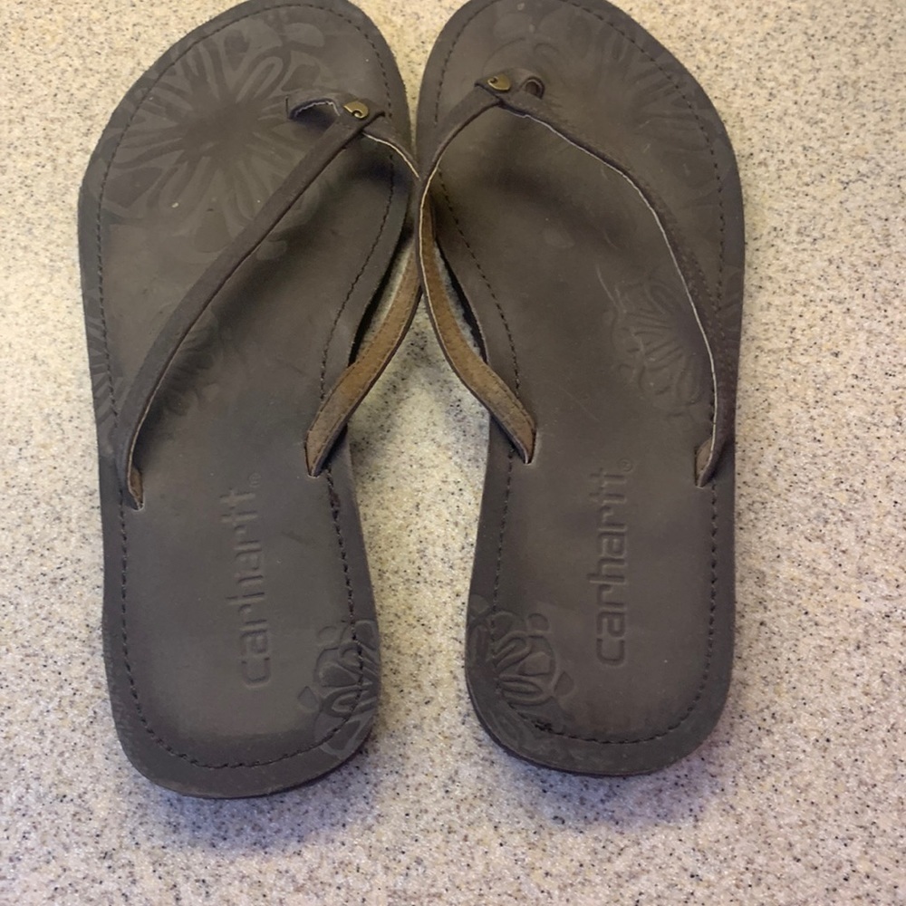Carhartt Mackinac ladies flip flop nubuck leather size 10 brown